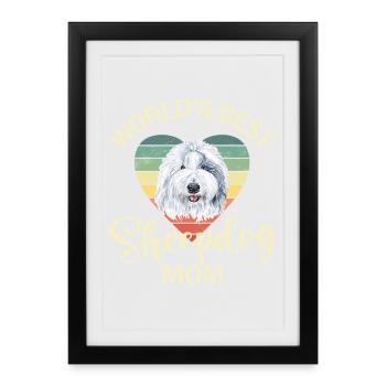 Old English Shepherd Bobtail Dog - Affiche encadrée (27 × 37 cm) - noir - Devant