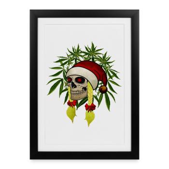 Crâne femme chanvre Noël chapeau tresses - Affiche encadrée (27 × 37 cm) - noir - Devant