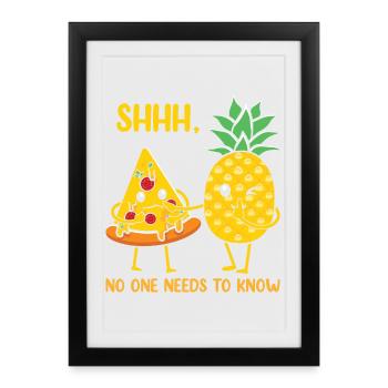 Pizza à l’ananas Hawaii Pizza drôle - Affiche encadrée (27 × 37 cm) - noir - Devant