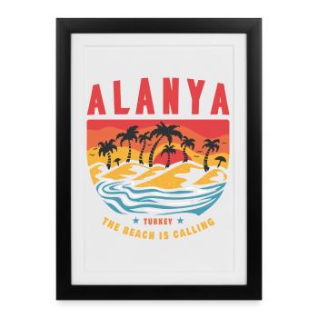 Alanya Turkey vintage beach design - Framed poster (27 × 37 cm) - black - Front