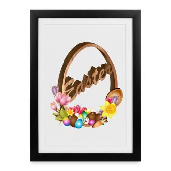 decorated Easter egg relief in wood look - Framed poster (27 × 37 cm) - black - Front