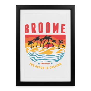 Design de paume Broome Australia - Affiche encadrée (27 × 37 cm) - noir - Devant