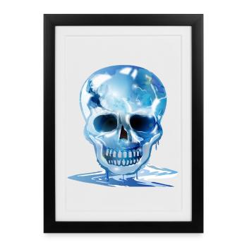 Tête de mort fondue extravagante dans les couleurs de la glace - Affiche encadrée (27 × 37 cm) - noir - Devant
