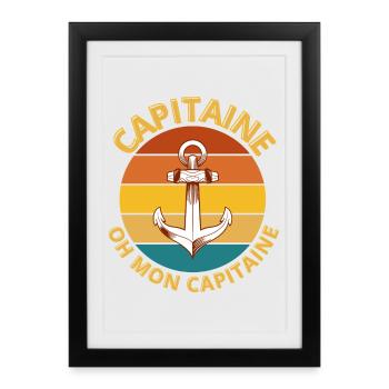 capitaine, oh mon capitaine poésie - Affiche encadrée (27 × 37 cm) - noir - Devant