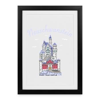 Neuschwanstein Castle, Bavaria in Germany - Framed poster (27 × 37 cm) - black - Front