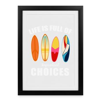 surf, surfeur, surfing, spot de surf - Affiche encadrée (27 × 37 cm) - noir - Devant
