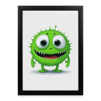 Petit monstre vert - Affiche encadrée (27 × 37 cm) - noir - Devant