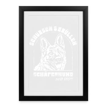 Schubsen und Brüllen Schäferhund - Gerahmtes Poster (27 × 37 cm) - Schwarz - Vorne