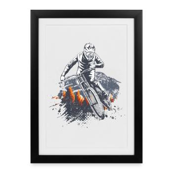 Brosse à vélo de montagne - Affiche encadrée (27 × 37 cm) - noir - Devant