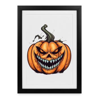 Spooky Halloween Pumpkin Montage - Framed poster (27 × 37 cm) - black - Front