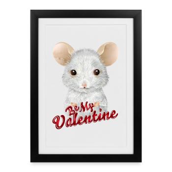 cute white mouse for valentine's day - Framed poster (27 × 37 cm) - black - Front