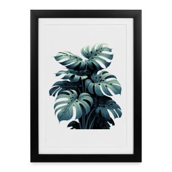 Cadeau de la forêt tropicale Monstera deliciosa - Affiche encadrée (27 × 37 cm) - noir - Devant