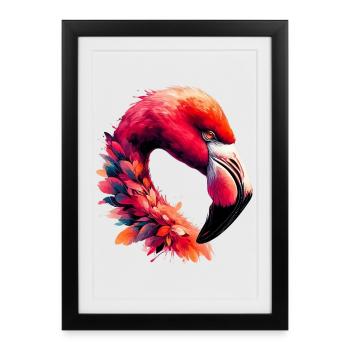 Flamant - Affiche encadrée (27 × 37 cm) - noir - Devant