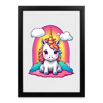 Mignon bébé licorne - Affiche encadrée (27 × 37 cm) - noir - Devant