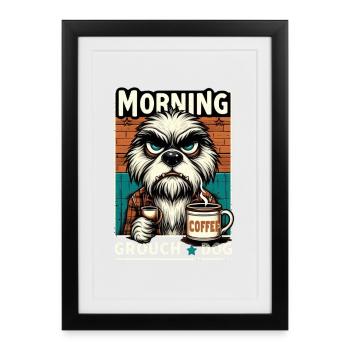 Café dès le matin - Affiche encadrée (27 × 37 cm) - noir - Devant