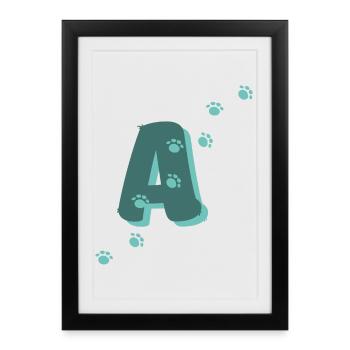 Paws Letter A - Framed poster (27 × 37 cm) - black - Front
