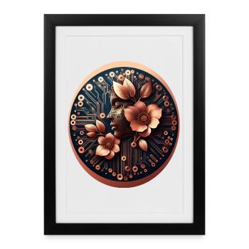 Biotechnologie AI Design Fleurs - Affiche encadrée (27 × 37 cm) - noir - Devant
