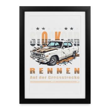 Course de stock-car - Affiche encadrée (27 × 37 cm) - noir - Devant