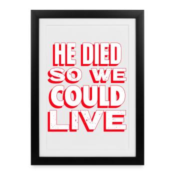 Citation humoristique sur la vie et la mort - Affiche encadrée (27 × 37 cm) - noir - Devant