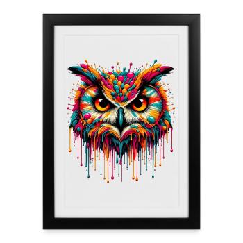 Hibou - Affiche encadrée (27 × 37 cm) - noir - Devant