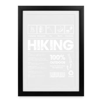 Hiking 100% Outdoor Bold - Framed poster (27 × 37 cm) - black - Front