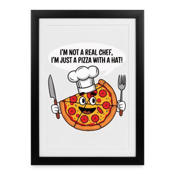 Pizza Chef Humour T-Shirt - Framed poster (27 × 37 cm) - black - Front