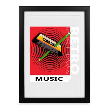 Retro music - Affiche encadrée (27 × 37 cm) - noir - Devant