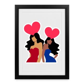 Galentine’s Day 2026 girls - Affiche encadrée (27 × 37 cm) - noir - Devant