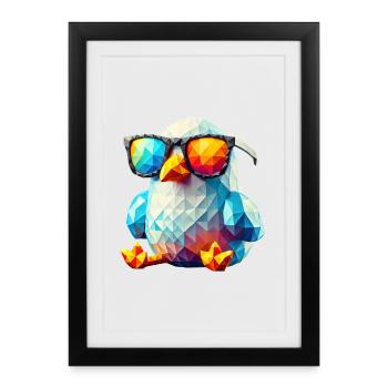 mouette cool lunettes de soleil - Affiche encadrée (27 × 37 cm) - noir - Devant