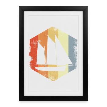Voilier - Affiche encadrée (27 × 37 cm) - noir - Devant