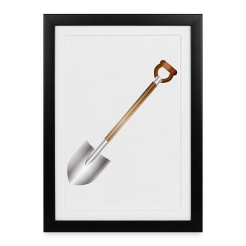 Classic spade – garden and building tool motif - Framed poster (27 × 37 cm) - black - Front