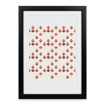Geometric Diamond Quilt Pattern - Framed poster (27 × 37 cm) - black - Front