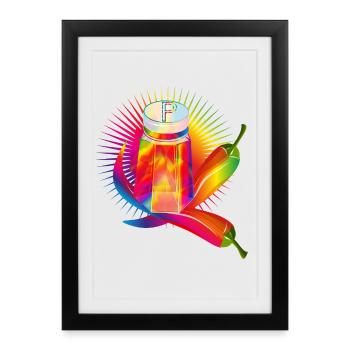 Colorful pepper shakers with hot chillies - Framed poster (27 × 37 cm) - black - Front