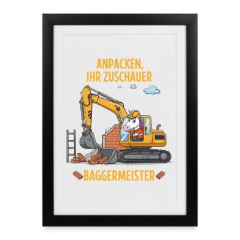 Maître excavatrice licorne - Affiche encadrée (27 × 37 cm) - noir - Devant