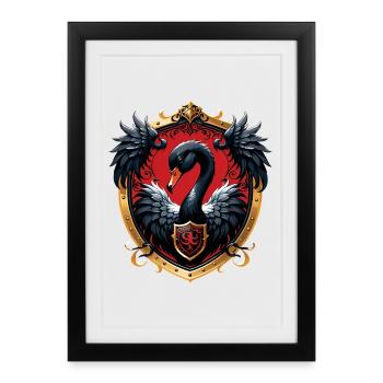 Le Cygne Noir : symbole d’élégance et de puissance - Affiche encadrée (27 × 37 cm) - noir - Devant
