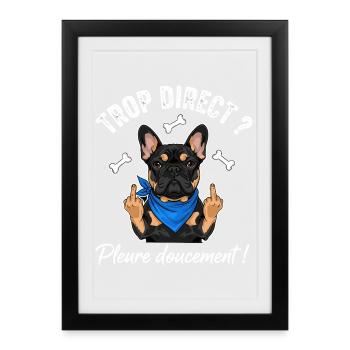 Bouledogue français cool - Affiche encadrée (27 × 37 cm) - noir - Devant