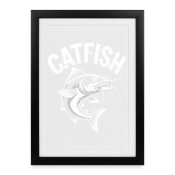 Catfish Adventure Fishing Design - Framed poster (27 × 37 cm) - black - Front