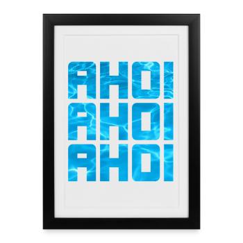 Ahoy, piscine, eau de mer, Maritime, Cool Dictons, Capitaine - Affiche encadrée (27 × 37 cm) - noir - Devant