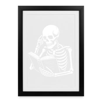 Livre de lecture élégant sur les squelettes - Affiche encadrée (27 × 37 cm) - noir - Devant