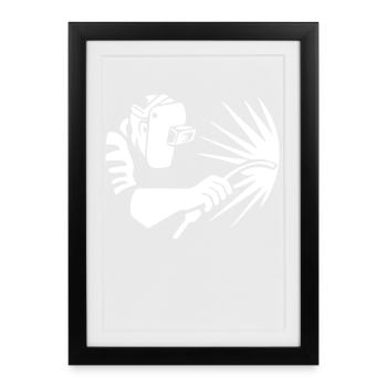 Minimalist Welder Silhouette Industrial - Framed poster (27 × 37 cm) - black - Front