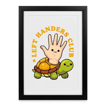 Left Handers Club - Whimsical Turtle - Framed poster (27 × 37 cm) - black - Front