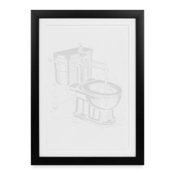 Steampunk Toilet Blueprint Art - Framed poster (27 × 37 cm) - black - Front