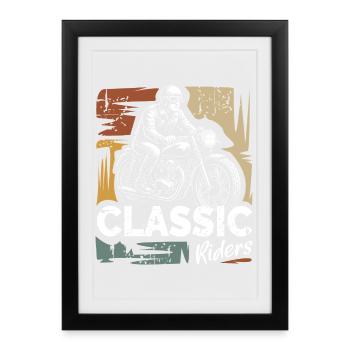 Conception de moto vintage Classic Riders - Affiche encadrée (27 × 37 cm) - noir - Devant