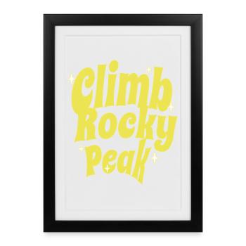 Climb Rocky Peak Motivational Design - Framed poster (27 × 37 cm) - black - Front