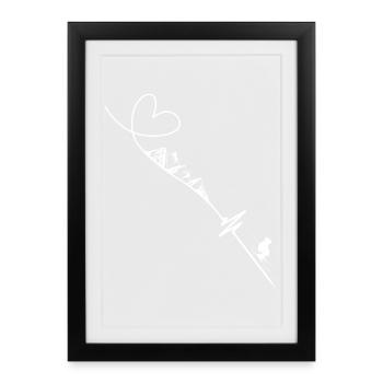 Skiing Heartbeat - Framed poster (27 × 37 cm) - black - Front