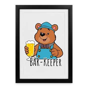 The bear keeper has a cold beer for you! - Framed poster (27 × 37 cm) - black - Front