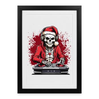 X-mas Skull Dj - Framed poster (27 × 37 cm) - black - Front