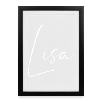 Lisa / Conception du nom de l’écriture manuscrite (Blanc) - Affiche encadrée (27 × 37 cm) - noir - Devant