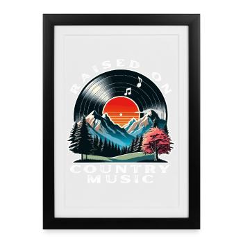 Élevé sur la Country Music - Affiche encadrée (27 × 37 cm) - noir - Devant