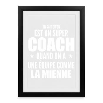 Un Super Coach Cadeau Entraîneur Sportif Humour - Affiche encadrée (27 × 37 cm) - noir - Devant